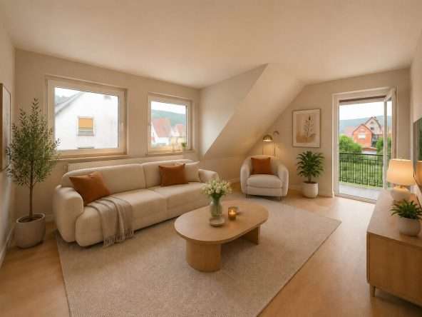 OG Visualisierung, Wohnzimmer mit Balkonzugang