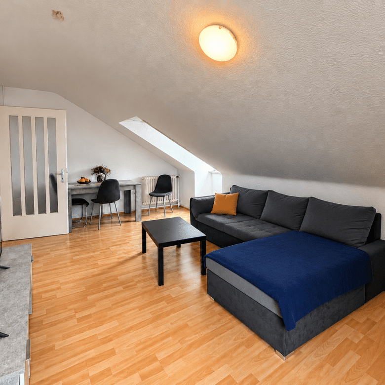 Wohnzimmer – 4-Zimmer-Dachgeschosswohnung in Kassel-Rothenditmold